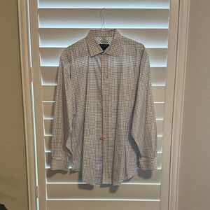 Jos. A. Bank White and Blue Plaid Dress Shirt